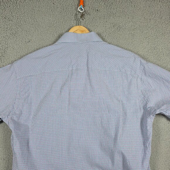 Jared Lang Shirt Mens Size XL Multicolor Gingham Short Sleeve Slim Fit Cotton - Picture 6 of 12